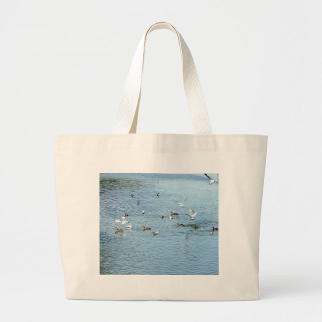 Bolsa Tote Grande Aves No Rio De Verão (Frente)