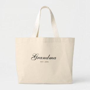 Bolsa Tote Grande Avó Estabelecida com Elegância em Letra Preta