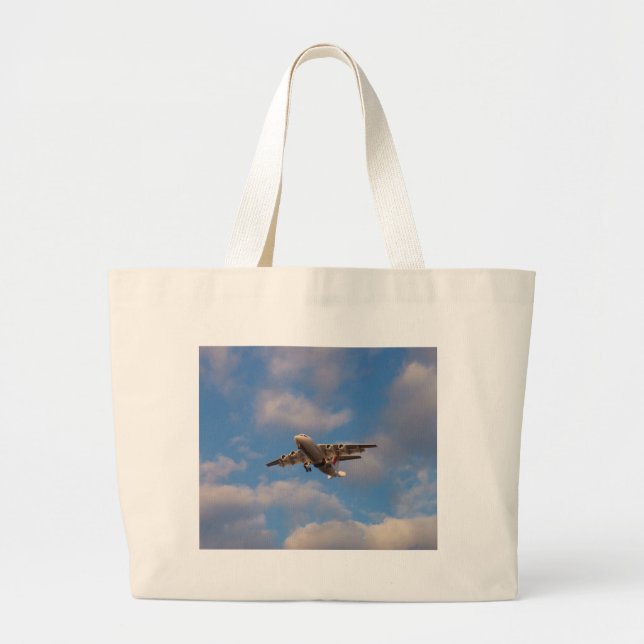 Bolsa Tote Grande Avro RJ85 Jet pousando (Frente)