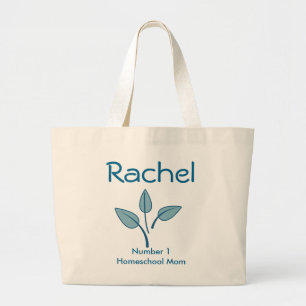 Bolsa Tote Grande Azul Floral Número 1, escola doméstica Mãe