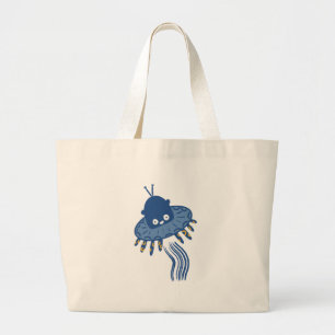 Bolsa Tote Grande Azul Kawaii Octopus UFO