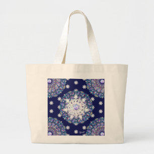 Bolsa Tote Grande Azul-rocha e floco de neve