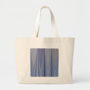 Bolsa Tote Grande Azul, Roxo, Cinza de Arte Chevron