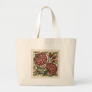 Bolsa Tote Grande Azulejo Flor de Cravo Antigo Rústico Arte De Morga
