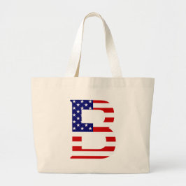 Bolsa Tote Grande B Monograma sobreposto à USA Flag jtt