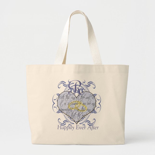 Bolsa Tote Grande Bag da Noiva da Lua de Honestia de Monograma Azul (Frente)