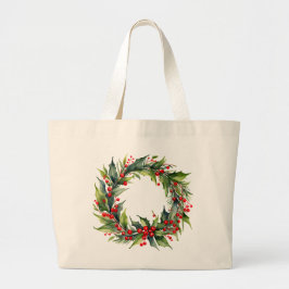 Bolsa Tote Grande Bag de Tote Clássica de Wreath de Watercolor Chris
