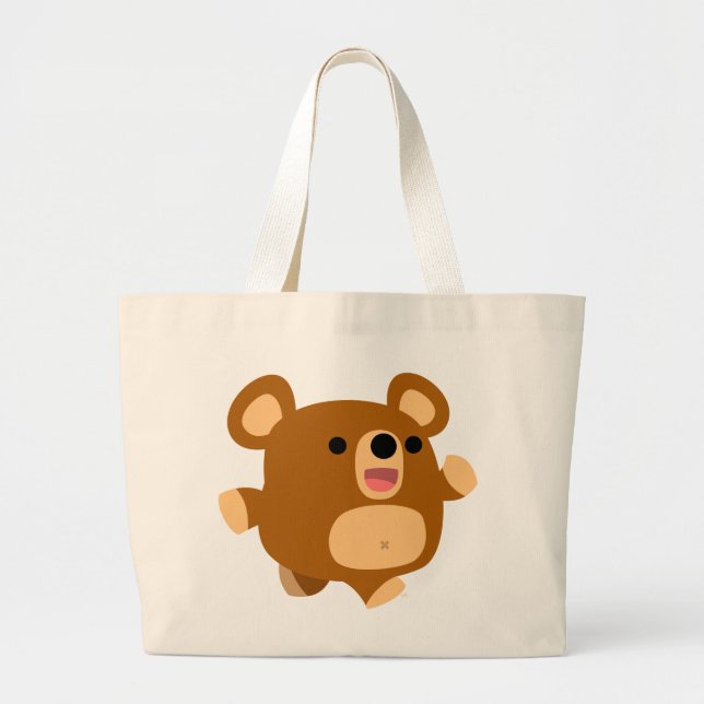 Bolsa Tote Grande Bag de Urso Reprodutor de Cartoons Bonitos (Frente)