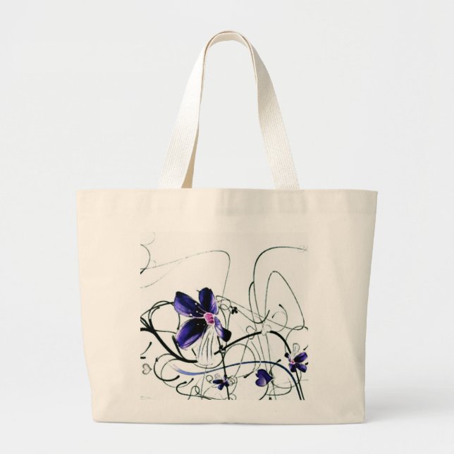 Bolsa Tote Grande Bag Flores Azuis (Frente)