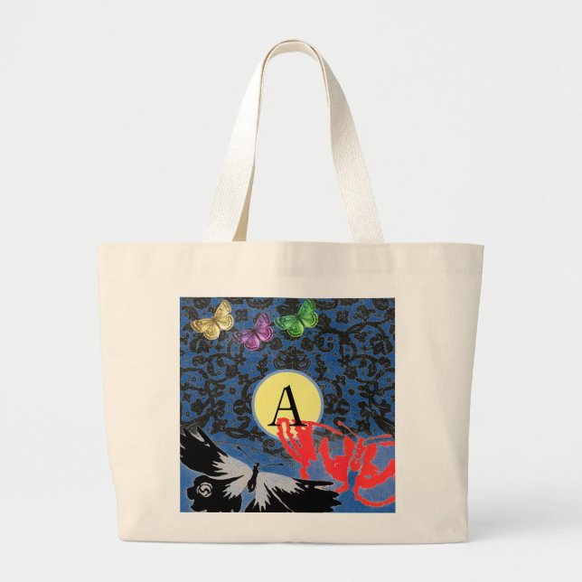 Bolsa Tote Grande Bag NEGRO DE Tote LACE PERSONALIZADO INICIAL E BOT (Frente)