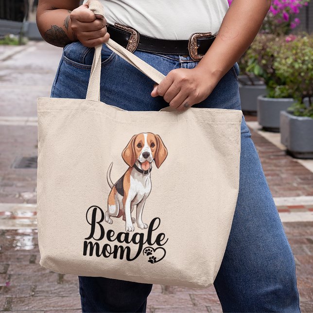 Bolsa Tote Grande Bagle Bonita Mãe Dando Um Cartoon Engraçado Puppy  (Criador carregado)