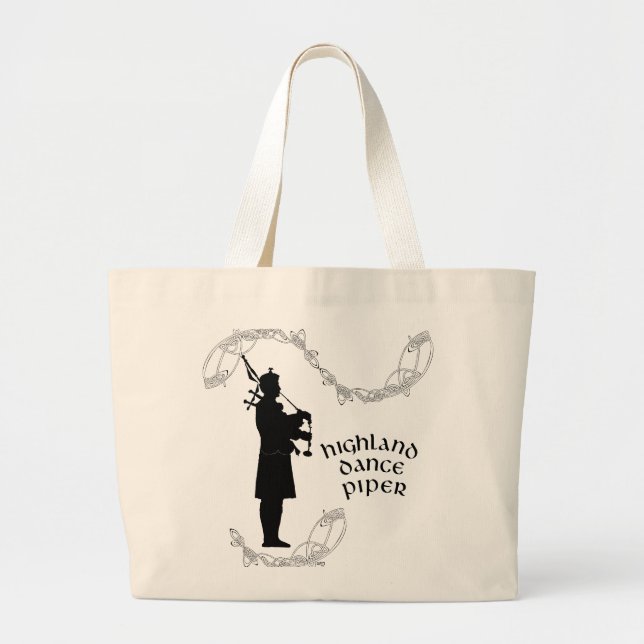 Bolsa Tote Grande Bagpiper Silhouette (Frente)