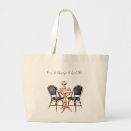 Bolsa Tote Grande Baguetes de Mesa Pink Blue Paris