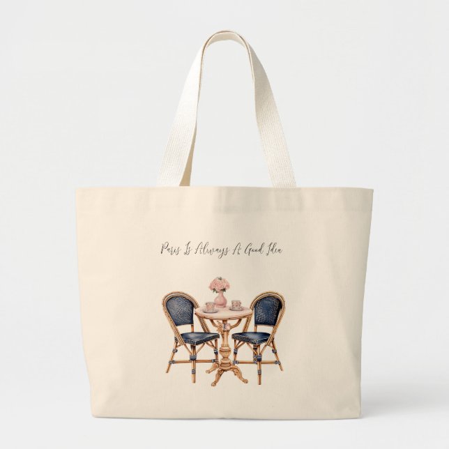Bolsa Tote Grande Baguetes de Mesa Pink Blue Paris (Frente)