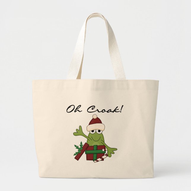 Bolsa Tote Grande Bah Humbug Sapo Camisetas de Natal e presentes (Frente)
