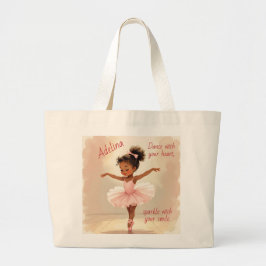 Bolsa Tote Grande Bailarina Menina com Tutu Rosa Personalizado