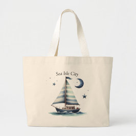 Bolsa Tote Grande Balão de vela, lua e estrelas personalizadas