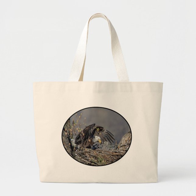 Bolsa Tote Grande Bald Eagle com seu bebê (Frente)