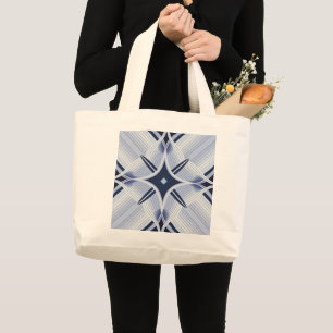 Bolsa Tote Grande Bandas de harmonia azul e cinzas