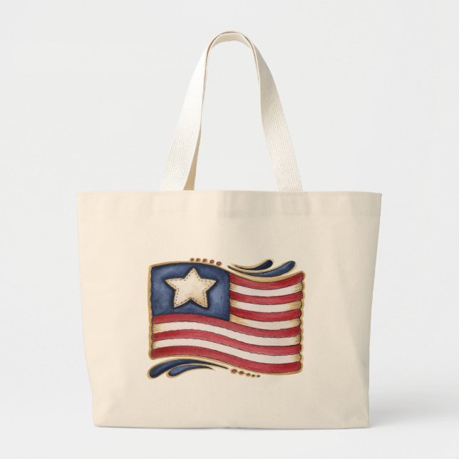 Bolsa Tote Grande Bandeira Americana (Frente)