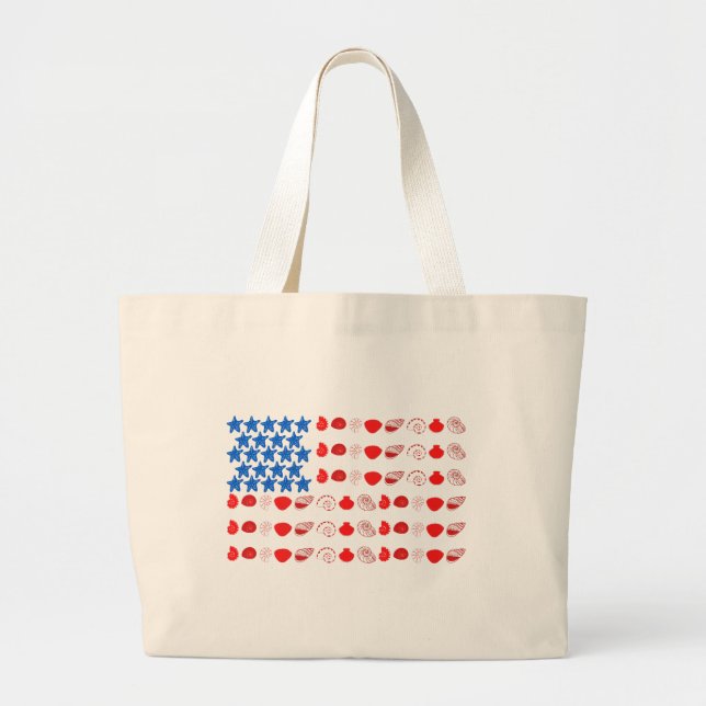Bolsa Tote Grande Bandeira Americana Patriótica (Frente)