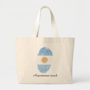 Bolsa Tote Grande Bandeira argentina da impressão digital do toque