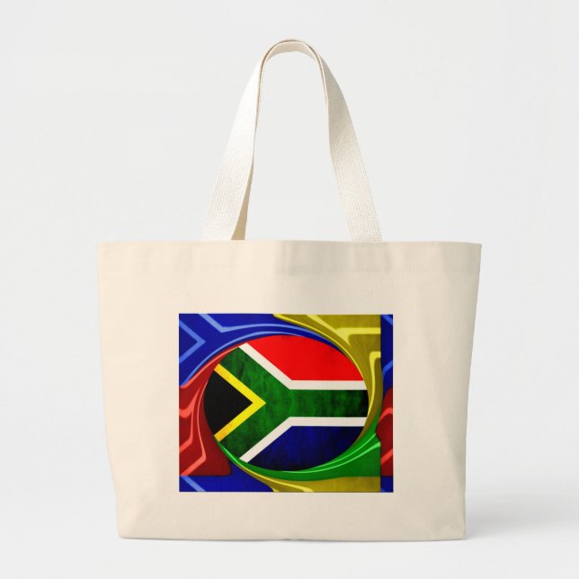 Bolsa Tote Grande Bandeira da África do Sul: Motif Dinâmico de Rodov (Frente)