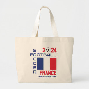 Bolsa Tote Grande Bandeira da FRANÇA Nome Personalizado 2024 por Ano