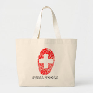 Bolsa Tote Grande Bandeira da impressão digital do toque do suíço