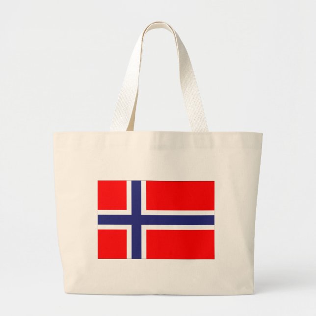 Bolsa Tote Grande Bandeira da Noruega (Frente)
