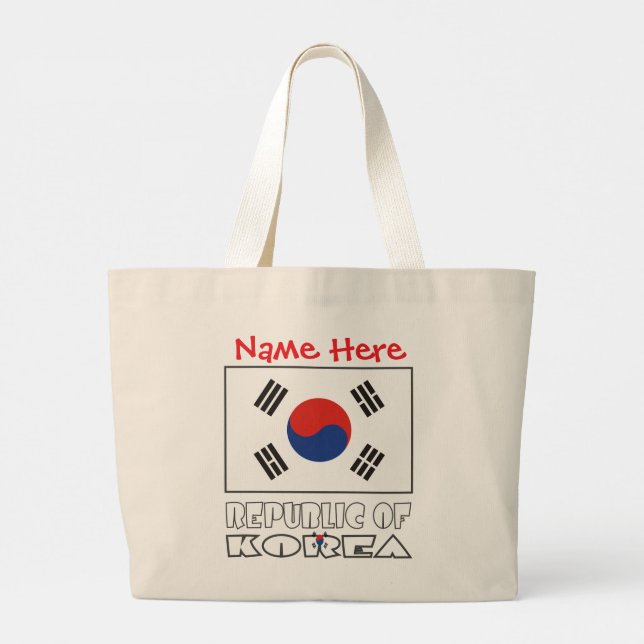 Bolsa Tote Grande Bandeira da República da Coreia Personalizada (Verso)