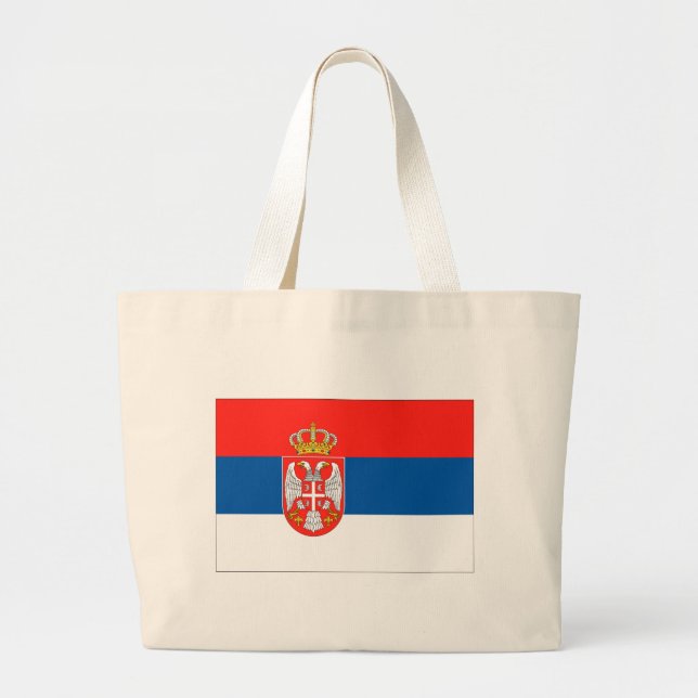 Bolsa Tote Grande Bandeira da Sérvia (Frente)