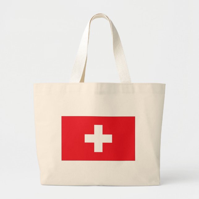 Bolsa Tote Grande Bandeira da Suiça (Frente)