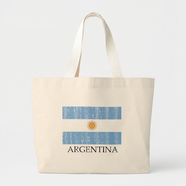 Bolsa Tote Grande Bandeira de Argentina do vintage (Frente)