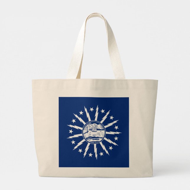 Bolsa Tote Grande Bandeira de Buffalo, Nova York (Verso)