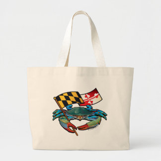 Bolsa Tote Grande Bandeira de Maryland do caranguejo azul
