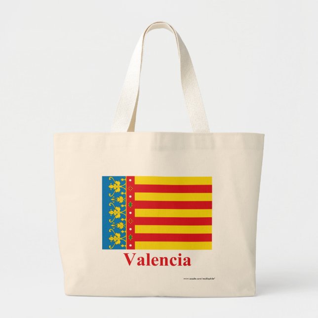 Bolsa Tote Grande Bandeira de Valência com nome (Frente)