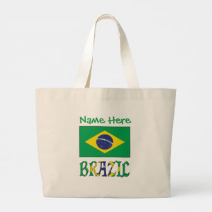 Bolsa Tote Grande Bandeira do Brasil Personalizada Herança