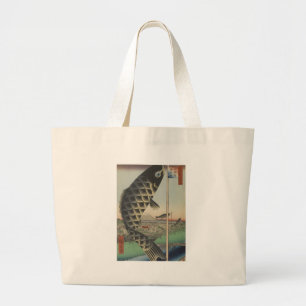 Bolsa Tote Grande Bandeira do Festival de Peixes Koi Hiroshige Japon