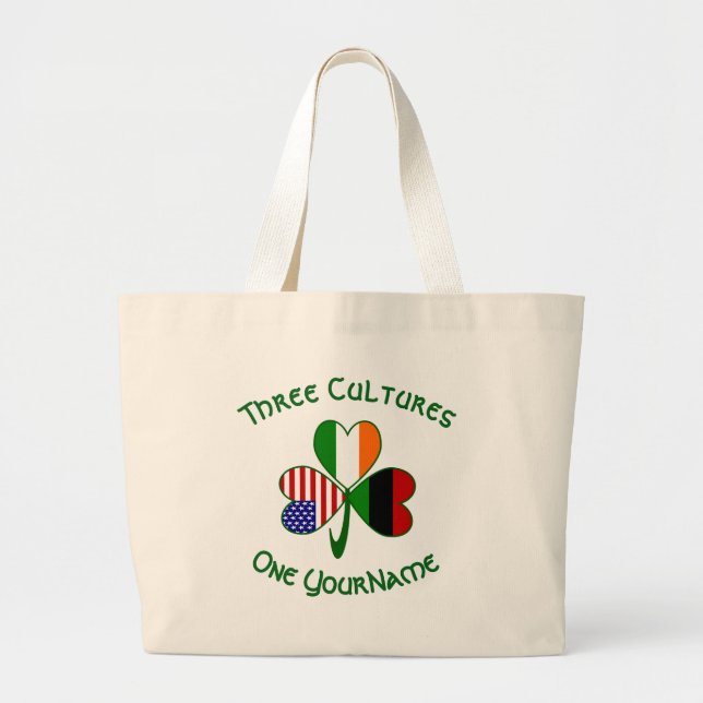 Bolsa Tote Grande Bandeira do Shamrock Irlandês Africano-Americano P (Frente)