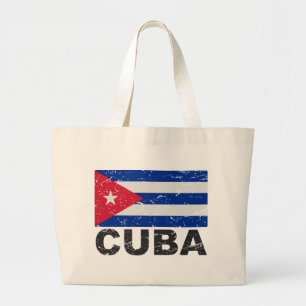 Bolsa Tote Grande Bandeira do vintage de Cuba
