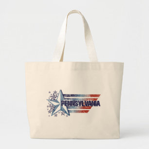 Bolsa Tote Grande Bandeira dos EUA do vintage com estrela -