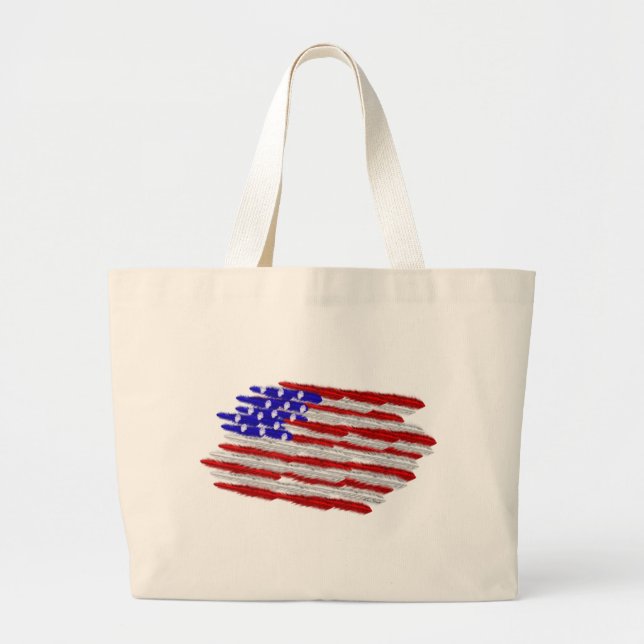 Bolsa Tote Grande Bandeira dos EUA em Penas (Frente)