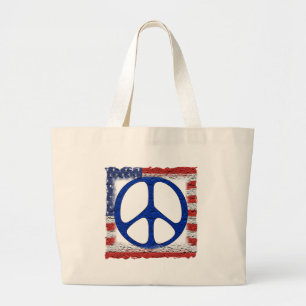Bolsa Tote Grande Bandeira esfarrapada da paz