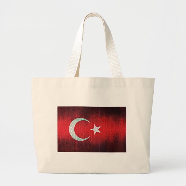 Bolsa Tote Grande Bandeira Estilizada da Turquia (Frente)