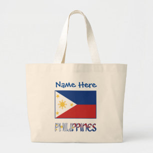 Bolsa Tote Grande Bandeira Filipina Filipina Azul Personalização