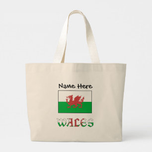 Bolsa Tote Grande Bandeira Galesa Personalizada Nome