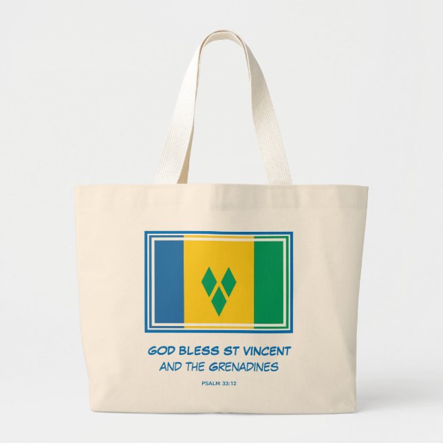 Bolsa Tote Grande Bandeira Patriótica da RUA deus abençoe VINCENTE G (Frente)