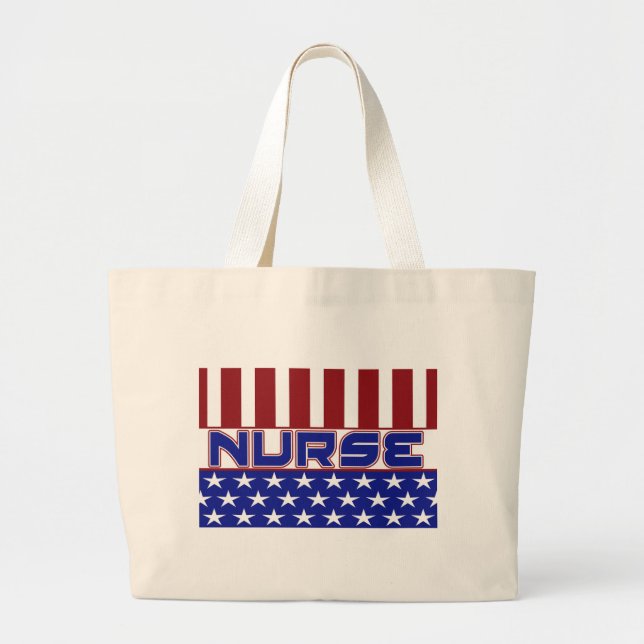 BOLSA TOTE GRANDE BANDEIRA PATRIÓTICA DOS EUA DA ENFERMEIRA (Frente)