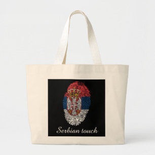 Bolsa Tote Grande Bandeira sérvio da impressão digital do toque